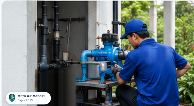 Teknisi Mitra Air Mandiri Melakukan Pemeriksaan Pompa Air