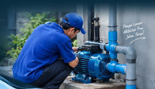 Teknisi Mitra Air Mandiri Melakukan Service Pompa Air